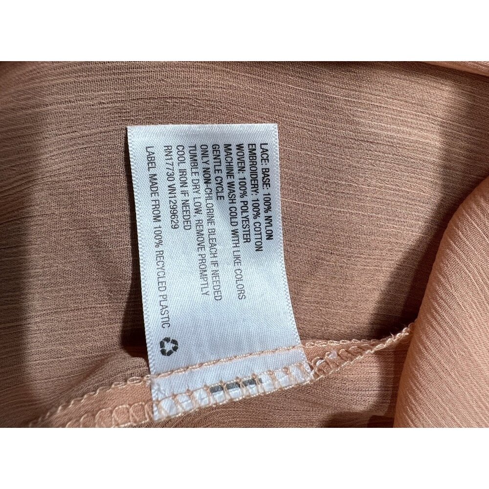 Vtg Large Peach Sheer Embroidered Lace Tunic Top Festival Boho Witchy Romantic - Picture 9 of 11